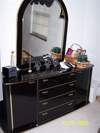 vintage Black Lacquer Dresser