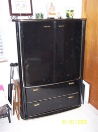 Black Lacquer Wardrobe, UT items on top & misc. 