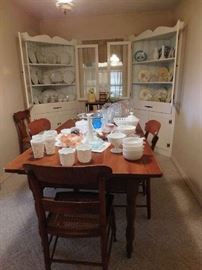 Great Table & 4 cane seat chairs. Table has 2 drawers.