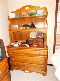 3 drawer chest with hutch top, part of queen bedroom suite.