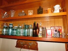 Jars, bottles, vintage tins