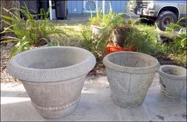 Concrete Planters and Potted Ferns