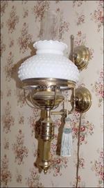 Brass and Milk Glass Wall Lamp