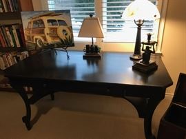 Library table, lamps, etc.