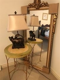 Brand new mirror, Iron base table, Flying pig lamp