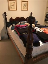 Antique rope bed, retrofitted for modern mattress