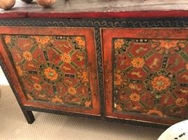 Old painted chest with a great surface