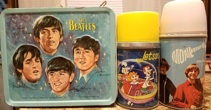 The Beatles Lunchbox, Jetsons Thermos, Monkees Thermos