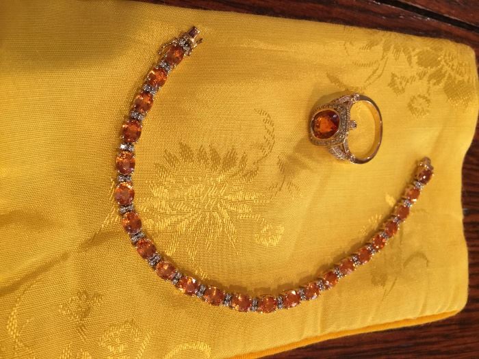 Better pic mandarin garnet ring and Bracelet - Ring has been Sold 