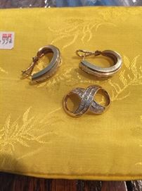 14 k earring and pendant set
