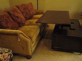 The lift top coffee table positioned for use.