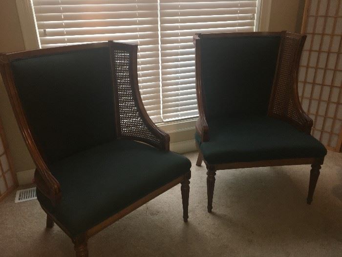pair of high wing back chairs