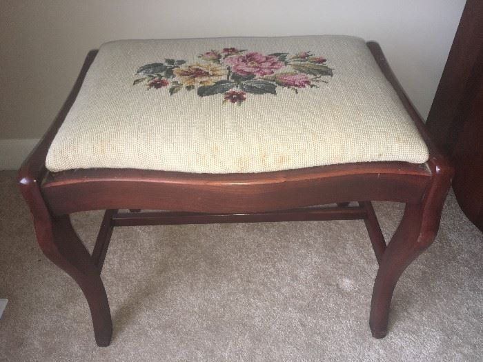 6 pc. of 6 of Davis cabinet company Lillian Russel bedroom suite ( Needle point dressing stool)
