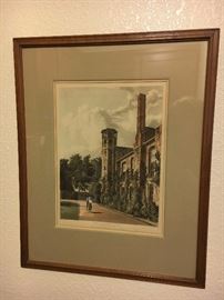 Colored print 'Part of St. Peter's College from the private garden'. London Aug 1, 1915.