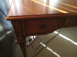 Henredon 3-drawer Italian walnut finish desk 50"L x 22" W x29"H