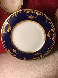 12 Bavaria by Stouffer Studio 11" Dinner Plates Cobalt and Raised Gilded Gold