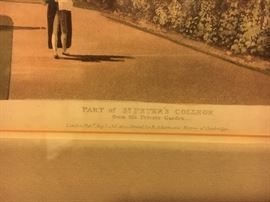 Colored print 'Part of St. Peter's College from the private garden'. London Aug 1, 1915.