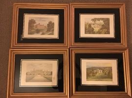 Set of 4 color prints by Buyenlarge of Bulwell Hall and Castles 