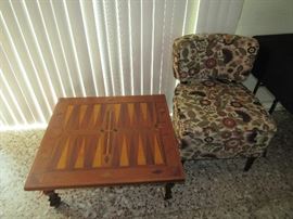 Inlaid wood Game Table, Like new IKEA Chair