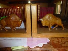 Carved Buffalo book-ends