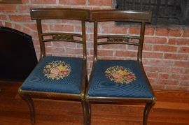 Pair needlepoint chairs