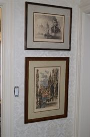 John Kelly; Thames River.  Doba, Original Hand Colored Etching