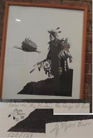 dArtBurrMany unique pieces from cruise ship art to signed/number pieces to originals and prints
Man of LaMancha: poster and print and statue
Indian sand art and other American Indian pieces (Ryan Burr)
Carsuzan Lithos
Matamon Pencils
Mary Vickers Litho