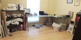 Sewing, fabric, notions, glass top desks - adjustable legs