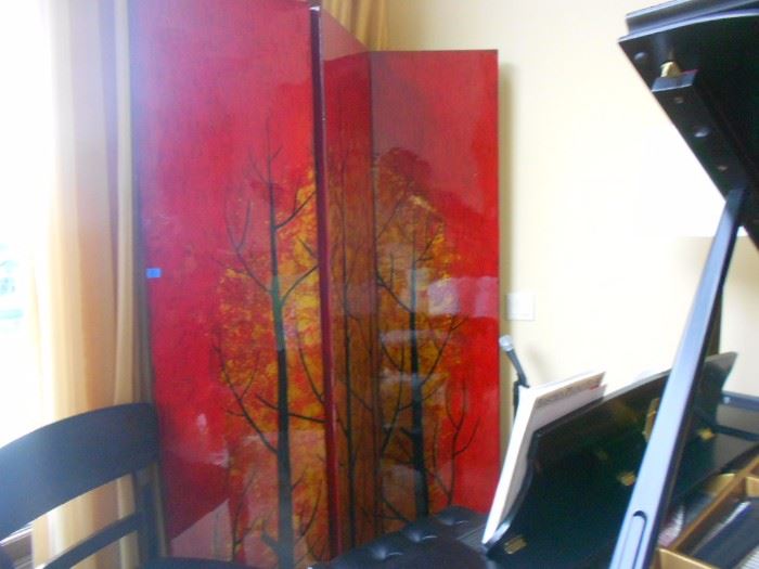 Red lacquer screen.  Gorgeous!  There are at least four other red lacquer pieces...