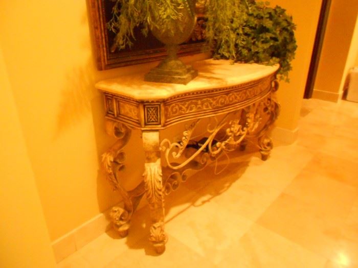 One of a pair of tables with a pair of mirrors in the upstairs hall.