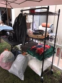 LINENS, BLANKETS, METAL KITCHEN STANDS