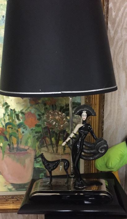 RARE - HOUSE of ERTE Art Deco Porcelain Lamp