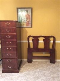 Tall file cabinet Mahogany , pair of Mahogany twin headboards
