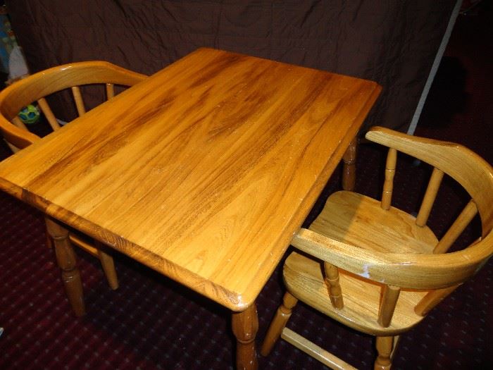 Children's solid wood table and chairs