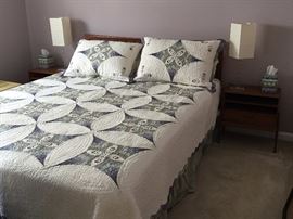 MCM headboard and night stands