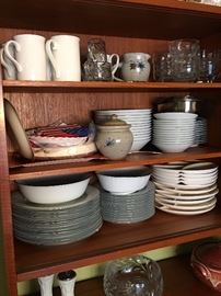Dishware, serving items and kitchen items
