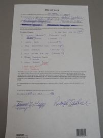 A hand written and signed bill of sale from Rudolph Altobelli