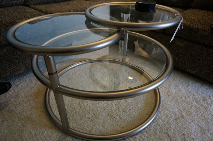 swing out coffee table in glass and chrome