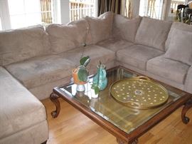 Bauhaus Sectional sofa w/chaise, Glass top Coffee table, Serving tray