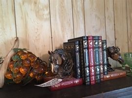 Lucite Grapes and Light also Danbury Minty Arabian Horse Book End and Leather Bound Eastern Press Books