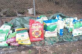 Tons of potting soil, turf builders, etc.