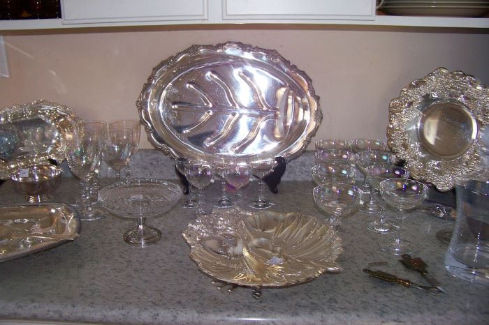 Silverplate and irridescent crystal-  in the kitchen