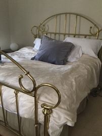 Brass bed, down comforter