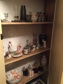 Collectibles, figurines, glass, candleholders, decor