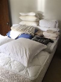 Mattress set, pillows, bed linens