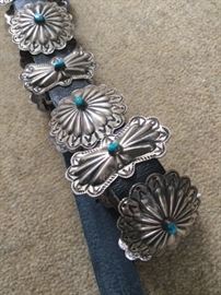 Sterling silver and turquoise concho belt