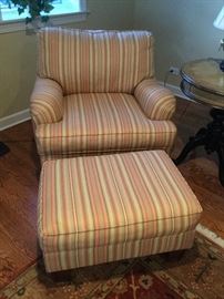 Stripped chair and matching ottoman