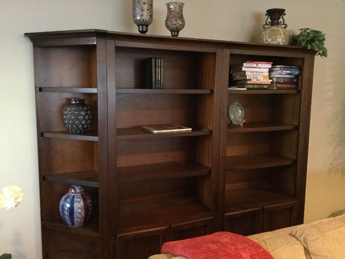 High end book cases. Two corner pieces and two center pieces