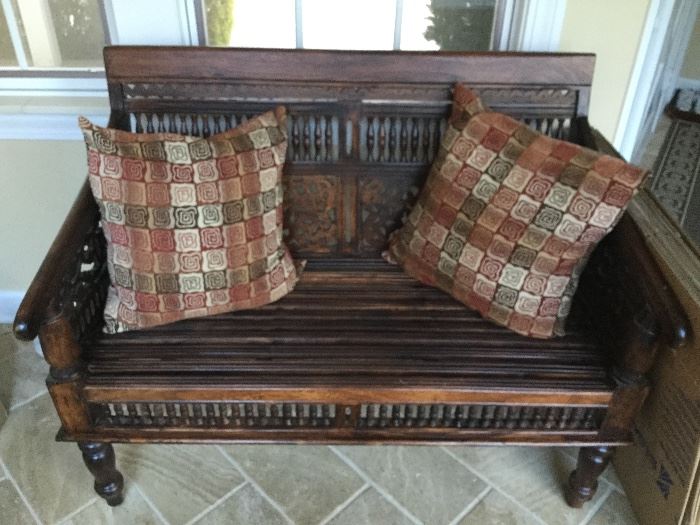 Wood entry hall bench