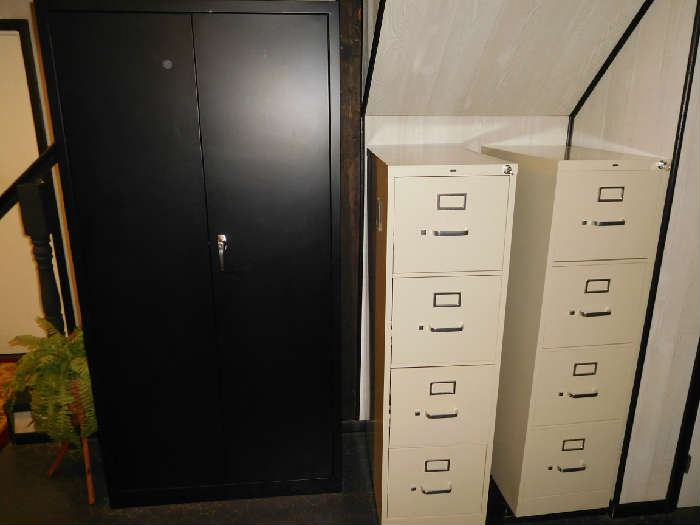 1 black  storage  piece  and  2   file  cabinets   one  file  cabinet  is  still  for  sale
